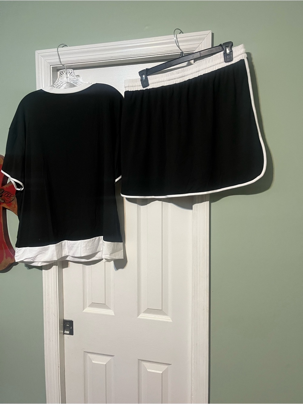 SHEIN Black Skort and Top with White Trim  NEW